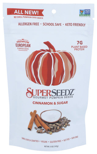 Superseedz - Gourmet Pumpkin Seeds Cinnamon & Sugar, 5 oz | Pack of 6