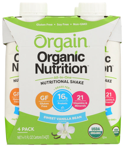 Orgain - Organic Nutrition Shake, Sweet Vanilla Bean, 44 Oz | Pack of 3