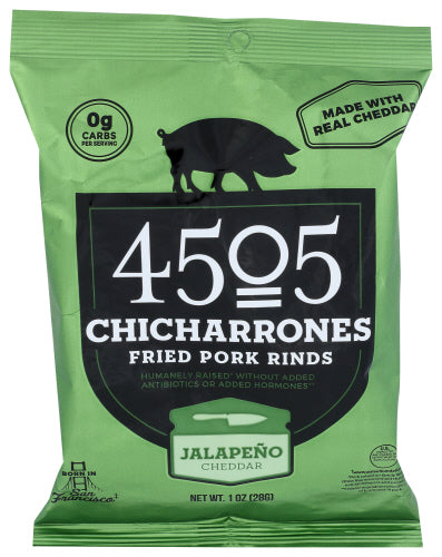 4505 Meats - Chicharrones Fried Pork Rinds Jalapeno Cheddar, 1 Oz  | Pack of 12