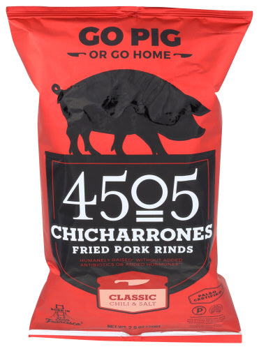 4505 Meats - Classic Chili & Salt Pork Rinds, 2.5oz | Pack of 12
