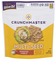 Crunchmaster - Roasted Garlic Multi-seed Cracker, 4 OZ | Pack of 12