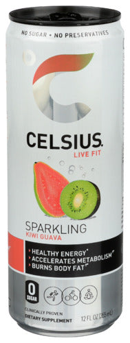 Celsius - Sparkling Kiwi Guava Fitness Drink, Zero Sugar, 12 Oz - Pack of 12