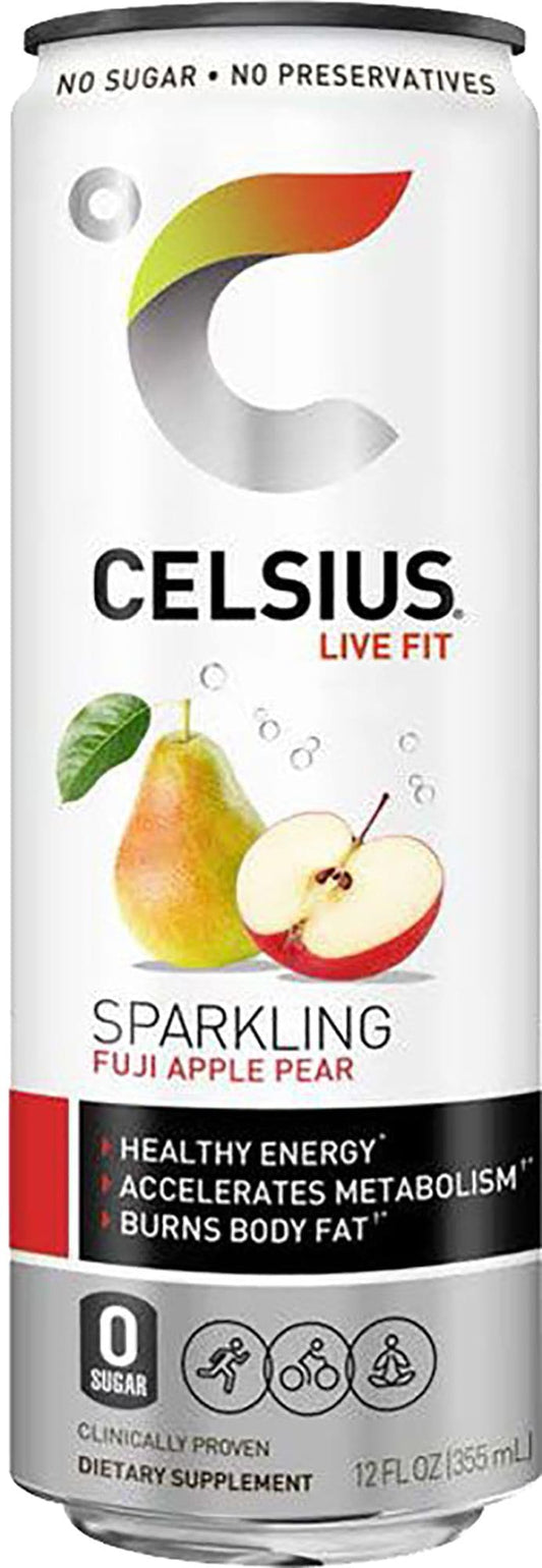 Celsius Fuji Apple Pear Sparkling Energy Drink, 12 oz - Pack of 12