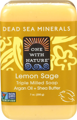 One with Nature - Dead Sea Mineral Soap Bar Lemon Sage, 7 oz