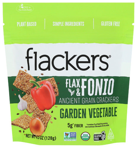 Doctor In The Kitchen - Flax Fon Garden Veg Crackers , 4.5 Oz | Pack of 6