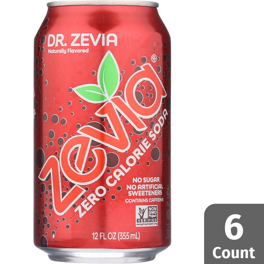 Zevia - Zero Calorie Soda Dr. Zevia, 6 Cans | Pack of 4