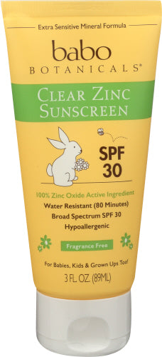 Babo Botanicals - Sunscreen SPF 30 - Fragrance Free, 3 Fl Oz
