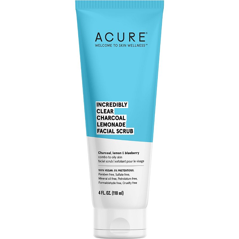 Acure - Incredibly Clear, Charcoal Lemonade Facial Scrub, 4 fl oz