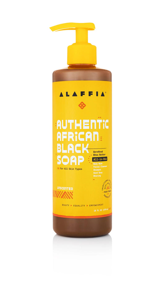 Alaffia - Authentic African Black Soap, Unscented, 16 oz