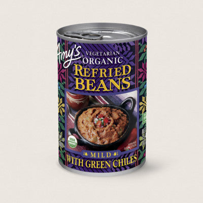 Amy's - Organic Refried Beans with Green Chilis, 15.4oz