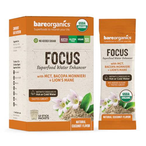 BareOrganics Focus Blend Superfood Water Enhancer 12Pc