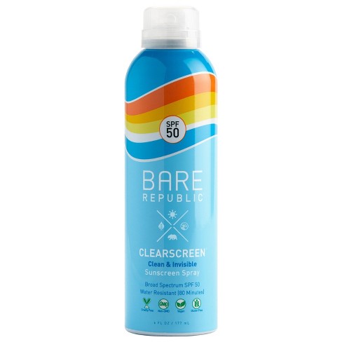 Bare Republic Clearscreen Sunscreen Body Spray SPF 50, 6 Oz