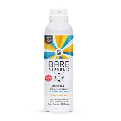 Bare Republic Mineral Sunscreen Vanilla Coco Spray Spf 50, 6 oz