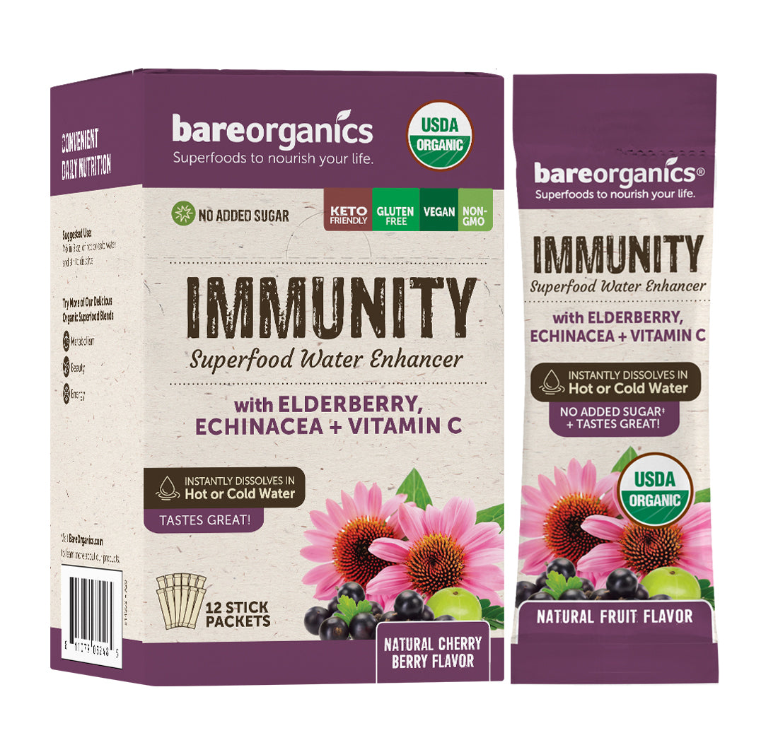 Bareorganics Superfood Water Enhance Immunity Blend, 12pc