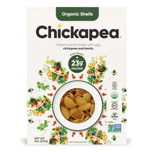 CHICKAPEA- Organic Chickpea and Lentil Pasta Shells, 8 oz -  Pack of 6