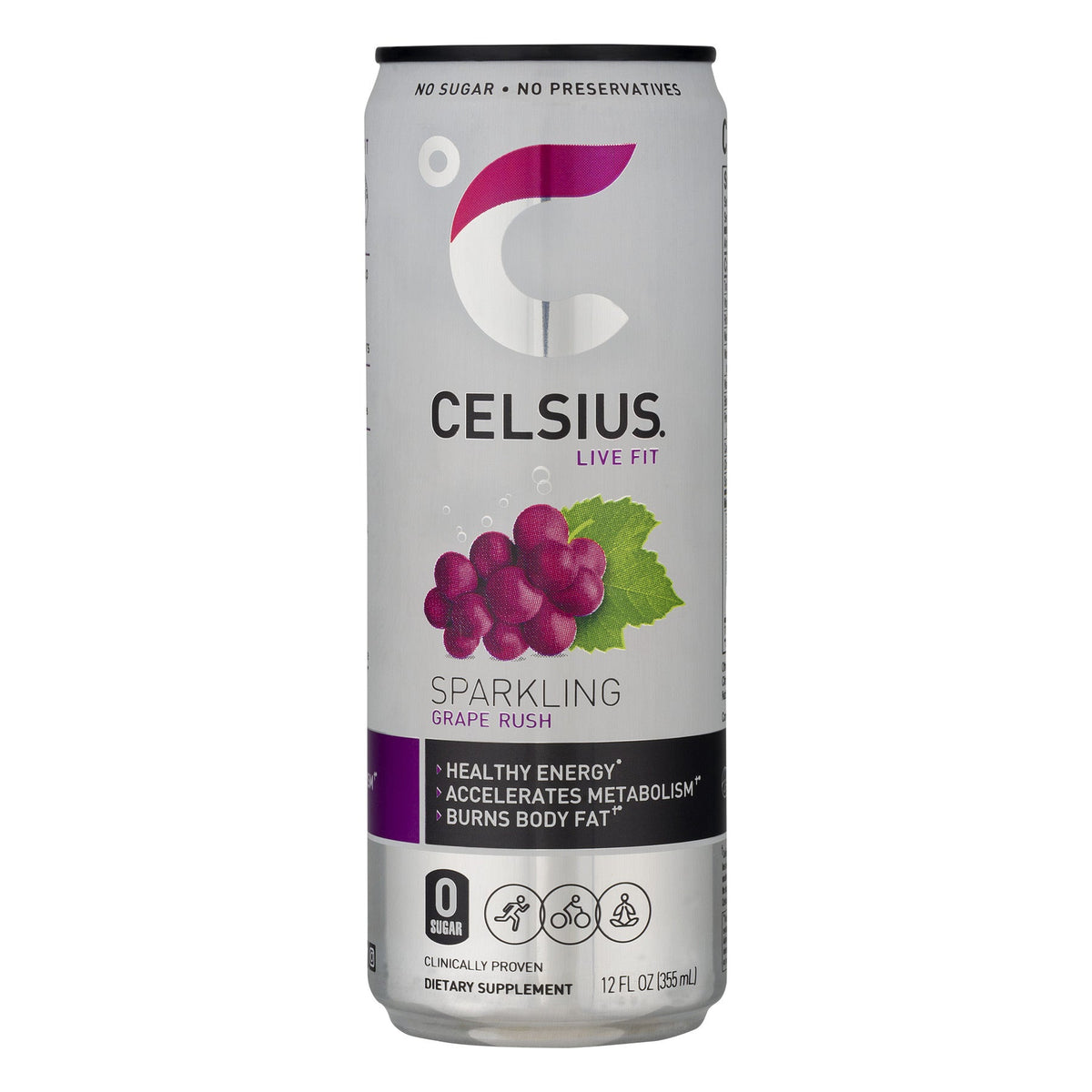 Celsius - Live Fit Sparkling Grape Rush, 12 Oz - Pack of 12