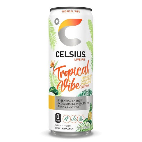 Celsius - Tropical Vibe Energy Drink, 12 Fl Oz - Pack of 12