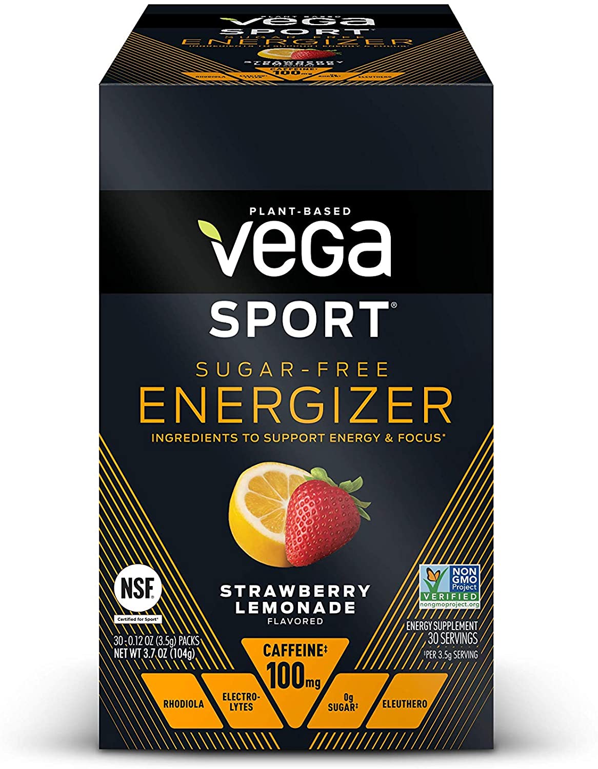 VEGA SPORT SUGAR FREE ENERGIZER STRAWBERRY LEMON, 11 OZ
 | Pack of 30